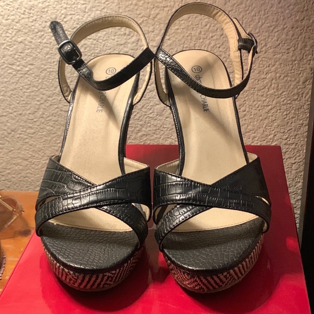 Charming Charlie Wedge Heels size 10 in Black